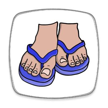Blue Flip Flop Feet - Square fridge magnet - white - Front