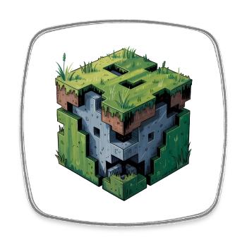 Dirt Block – Cooles Low-Poly-Logo - Viereckiger Kühlschrankmagnet - Weiß - Vorne