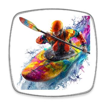 Color explosion kayak - Square fridge magnet - white - Front