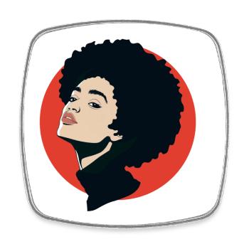 Afro African Queen Soul Sister Disco Jazz Portrait - Square fridge magnet - white - Front