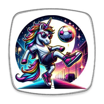 Einhorn Fußball Zauber Unter Dem Mondlicht - Viereckiger Kühlschrankmagnet - Weiß - Vorne