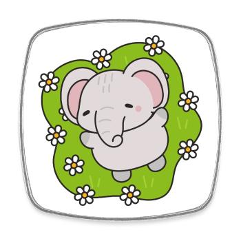 Süßer Elefant mit Blumen - Viereckiger Kühlschrankmagnet - Weiß - Vorne