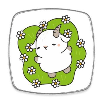 Kawaii Lamm Gänseblümchen - Viereckiger Kühlschrankmagnet - Weiß - Vorne