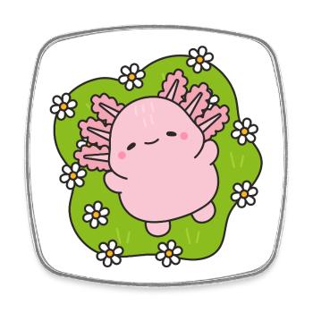 Rose Mascot Dancing Among Daisies - Square fridge magnet - white - Front