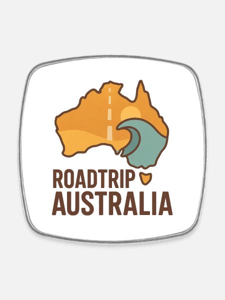 Road Trip Australia – Adventure Travel Shirt - Square fridge magnet - white