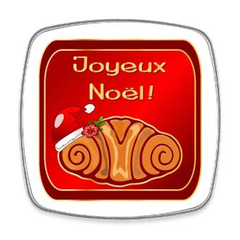 Merry Christmas Croissants - Square fridge magnet - white - Front