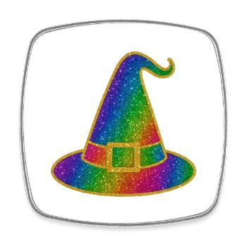Witch Hat Halloween | Rainbow Magic Hat Glitter - Square fridge magnet - white - Front