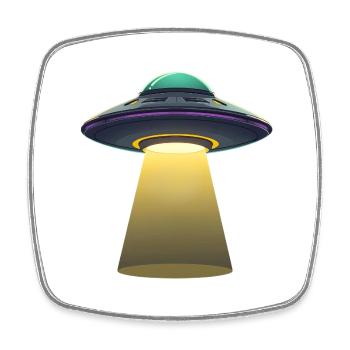 UFO Light Beam Abduction Scene - Square fridge magnet - white - Front