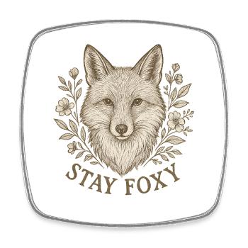 Stay Foxy – Wild & Stylish - Square fridge magnet - white - Front