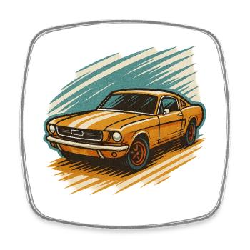 Vintage Muscle Car – Retro Auto Design - Square fridge magnet - white - Front