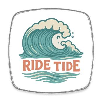 Ride Tide – Surf Wave Design - Square fridge magnet - white - Front