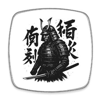Samurai Calligraphy Art - Square fridge magnet - white - Front
