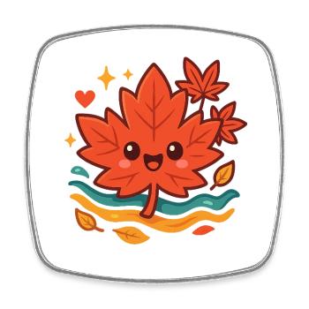 Cuddly Autumn Leaf Smile - Square fridge magnet - white - Front