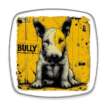 Chiot Bull Terrier - Magnet carré - blanc - Devant