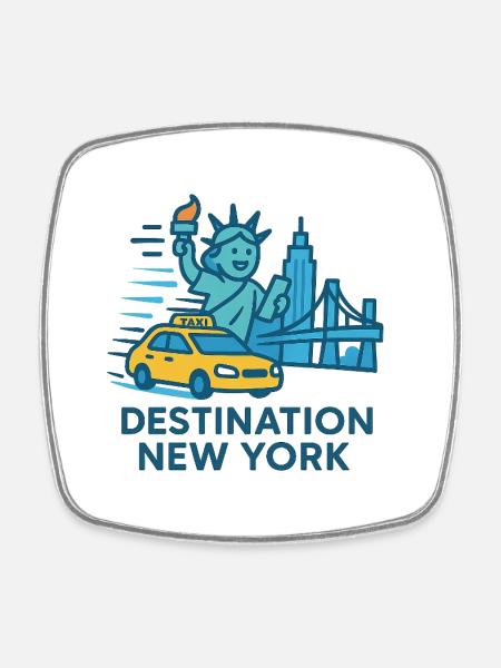 Destination New York - Square fridge magnet - white