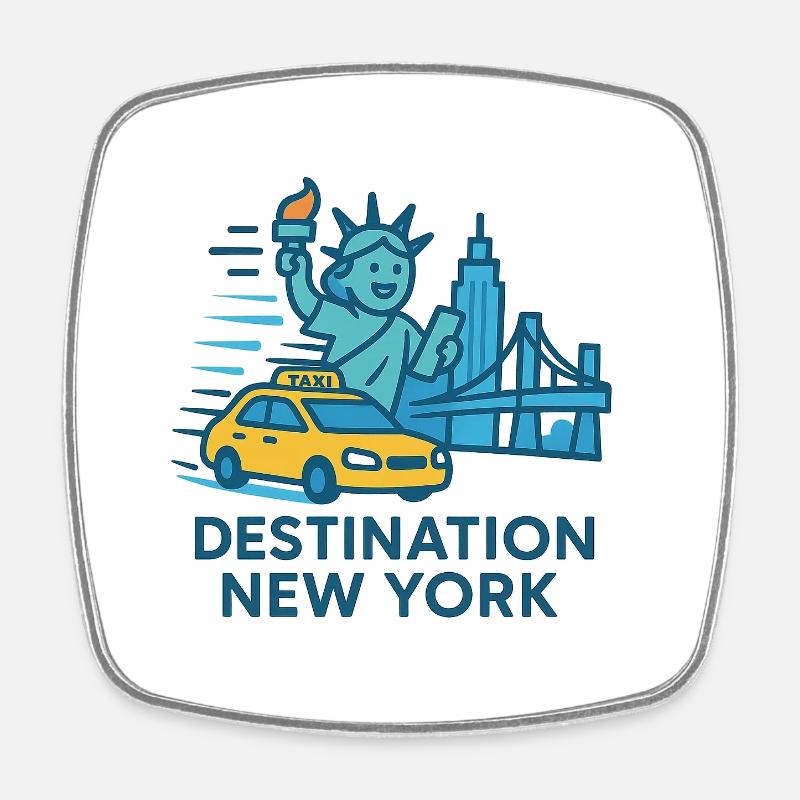 Destination New York - Magnet carré - blanc