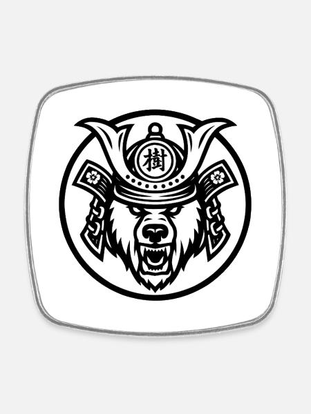Samurai Bear Ju-1 - Square fridge magnet - white