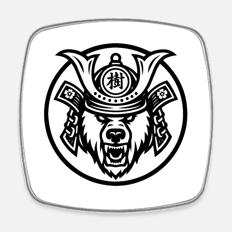 Samurai Bear Ju-1 - Square fridge magnet - white