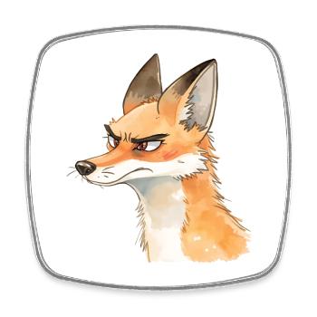Grim Fox Watercolor – Cute Animal Design - Square fridge magnet - white - Front