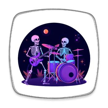 Neon Skelett Band Jam – Halloween Rock - Viereckiger Kühlschrankmagnet - Weiß - Vorne