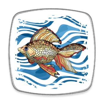 poisson - Magnet carré - blanc - Devant