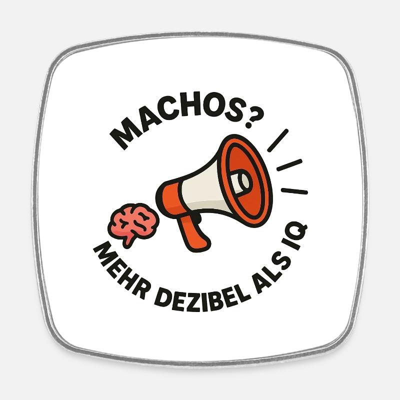 Mégaphone Cerveau vs. Machos - Magnet carré - blanc