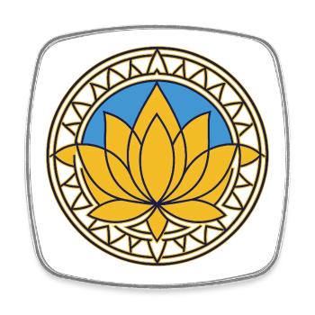 Golden Mandala Lotus on Blue - Square fridge magnet - white - Front