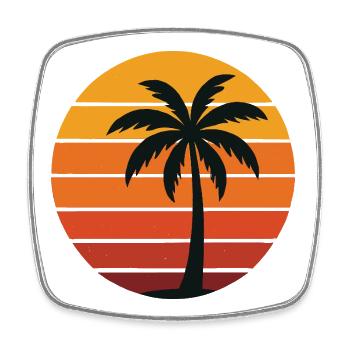 Palme in der Retro-Sonne - Viereckiger Kühlschrankmagnet - Weiß - Vorne