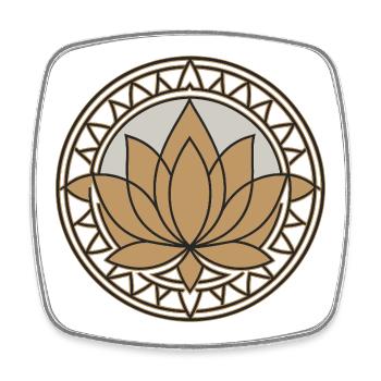 Golden Lotus Mandala - Square fridge magnet - white - Front
