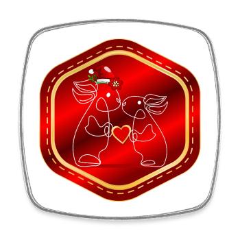 LAPINS DE NOËL EN COUPLE - Magnet carré - blanc - Devant
