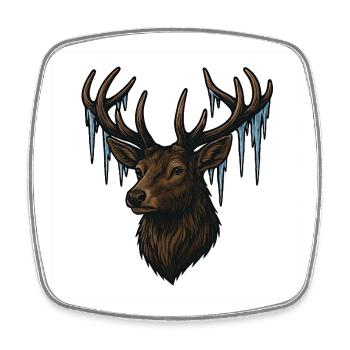 Tête de cerf glacé - Magnet carré - blanc - Devant
