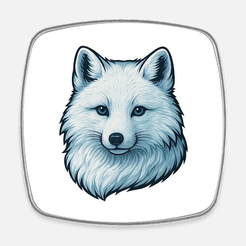 Illustration de visage de loup bleu - Magnet carré - blanc