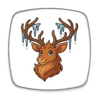 Winter deer with icicles - Square fridge magnet - white - Front