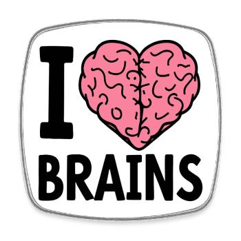 I Love Brains Zombie Saying - Square fridge magnet - white - Front