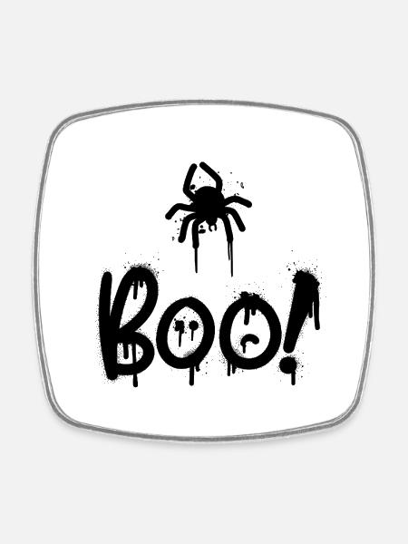Black composition with spider painted with sprey - Square fridge magnet - white
