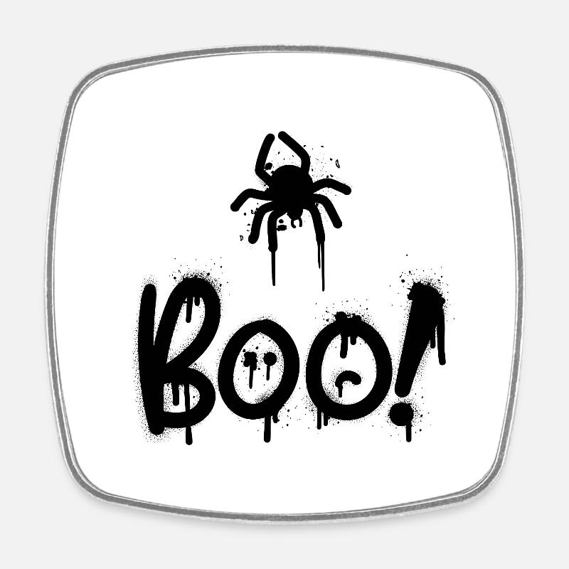 Black composition with spider painted with sprey - Square fridge magnet - white