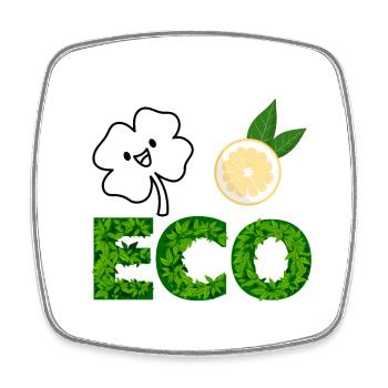 Eco Leaf Letters with Lemon Slice - Square fridge magnet - white - Front