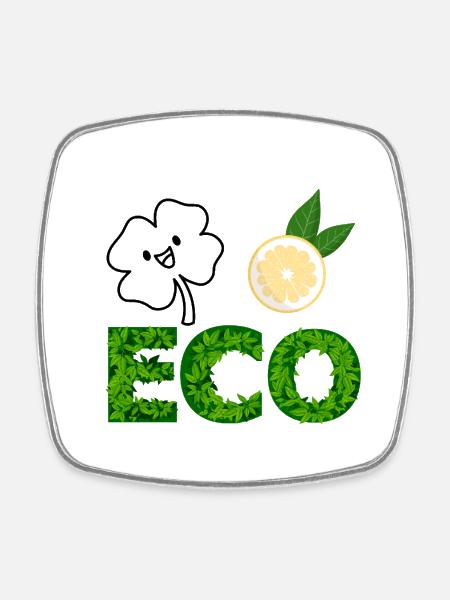Eco Leaf Letters with Lemon Slice - Square fridge magnet - white