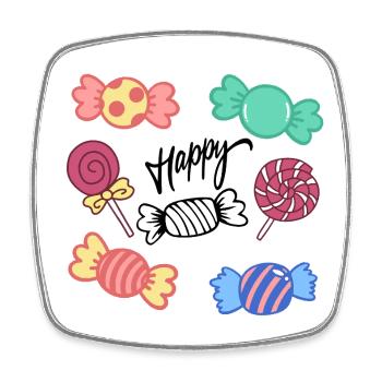 Candy Circle Icons Kollektion - Viereckiger Kühlschrankmagnet - Weiß - Vorne