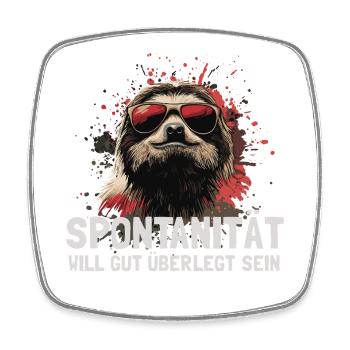 Chilliges Faultier mit Sonnenbrille - Viereckiger Kühlschrankmagnet - Weiß - Vorne