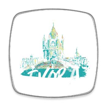 Toit cathédrale Évora illustration colorée - Magnet carré - blanc - Devant