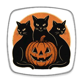 Schwarze Katzen und Kürbis Halloween - Viereckiger Kühlschrankmagnet - Weiß - Vorne