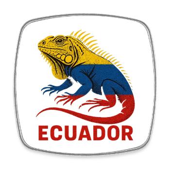 Iguane Équateur Tricolore - Magnet carré - blanc - Devant