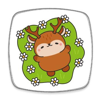 Cerf joyeux parmi les pâquerettes - Magnet carré - blanc - Devant