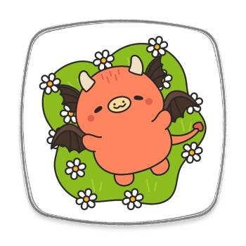 Demonette des Fleurs Paisible - Magnet carré - blanc - Devant