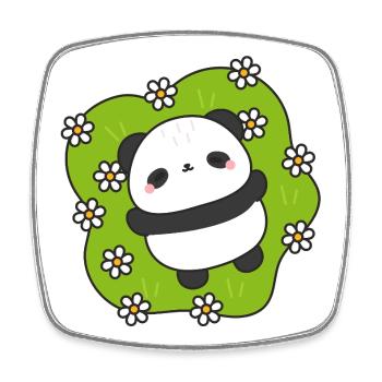 PandaGreen Geblümtes Kuscheltier - Viereckiger Kühlschrankmagnet - Weiß - Vorne