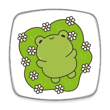 Grenouille kawaii au cœur fleuri - Magnet carré - blanc - Devant