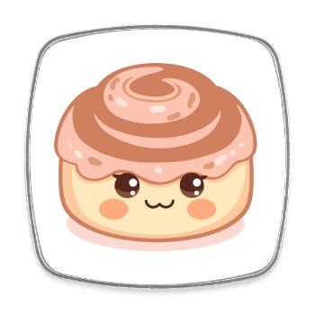 Kawaii cinnamon roll with happy face - Square fridge magnet - white - Front