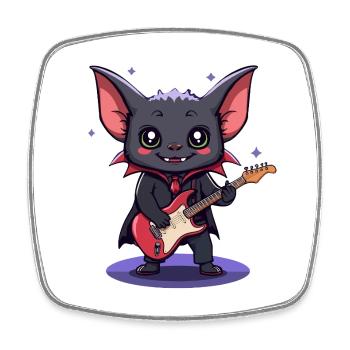 Vampir Fledermaus mit E-Gitarre Musik Konzert - Viereckiger Kühlschrankmagnet - Weiß - Vorne