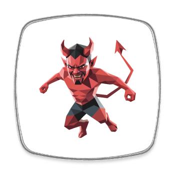 Devil - Cooles Low-Poly-Logo - Viereckiger Kühlschrankmagnet - Weiß - Vorne